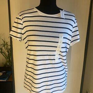Banana Republic White Tee with Black Stripes
